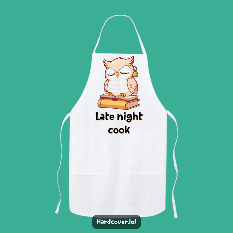 Funny Owl Chef Apron: Sleepy Reader Character with Lamp for Kitchen