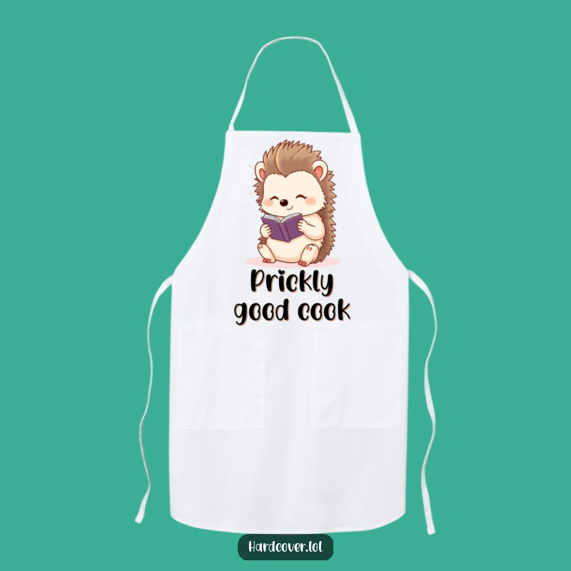 Funny Hedgehog Chef Apron: Content Reader Character for Kitchen Fun