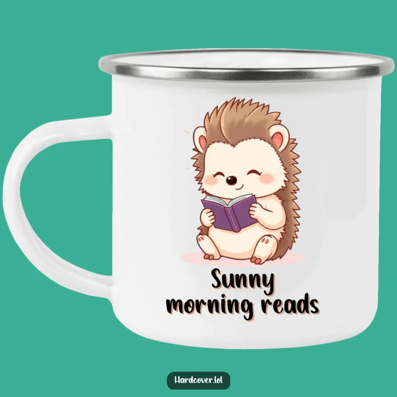 Funny Hedgehog Camping Mug: Content Reader in Light for Outdoors