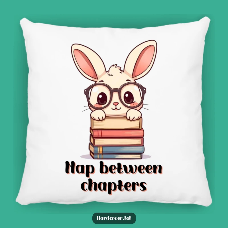 Funny Curious Rabbit Glasses Pillow - Cozy Bookworm Accent