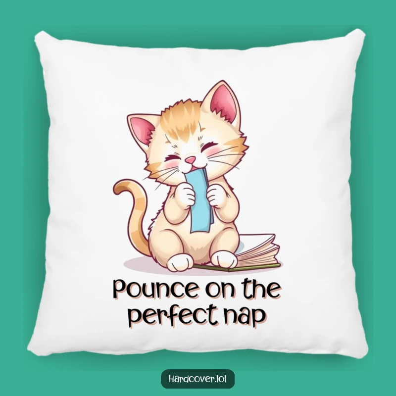 Funny Kitten Accent Pillow - Playful Cat Comfort Gift for Readers