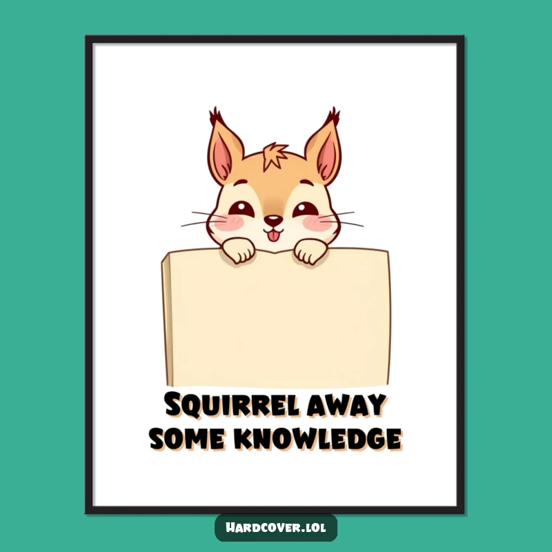 Funny Free Printable Wall Art: Giggling Squirrel Book Peek - Quirky Downloadable Decor