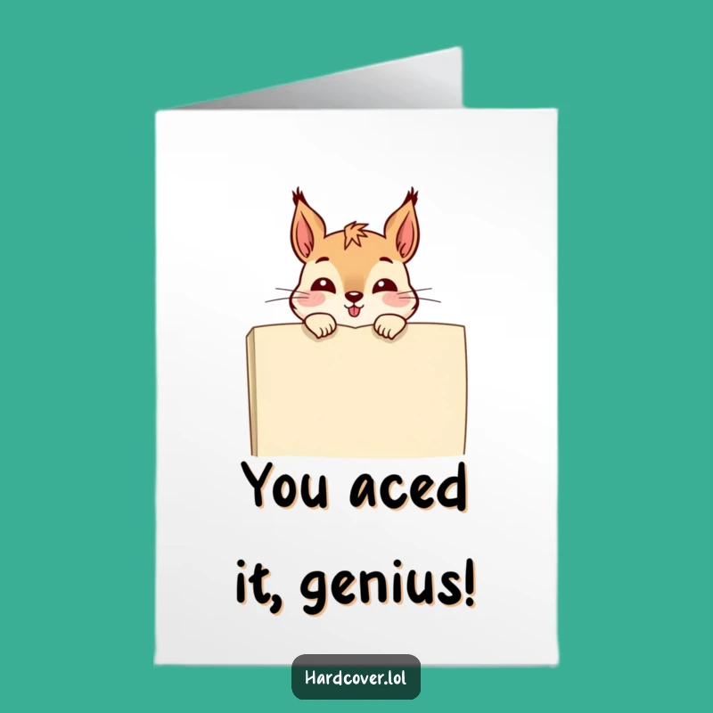 Free Printable Congrats Card: Squirrel & Book Peek - Funny Downloadable Gift for Success