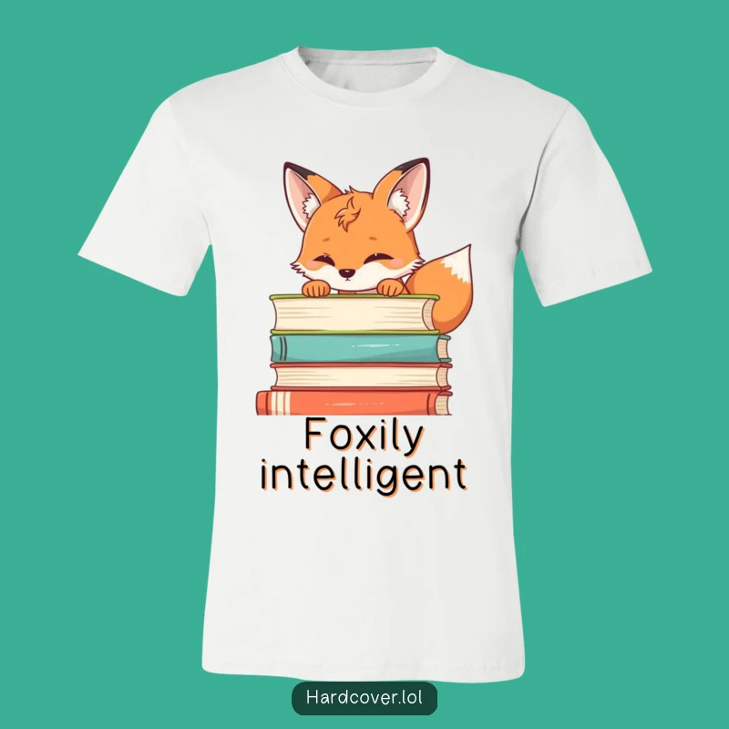 Funny Fox Book Stack T-Shirt - Wear Your Intellectual Curiosity