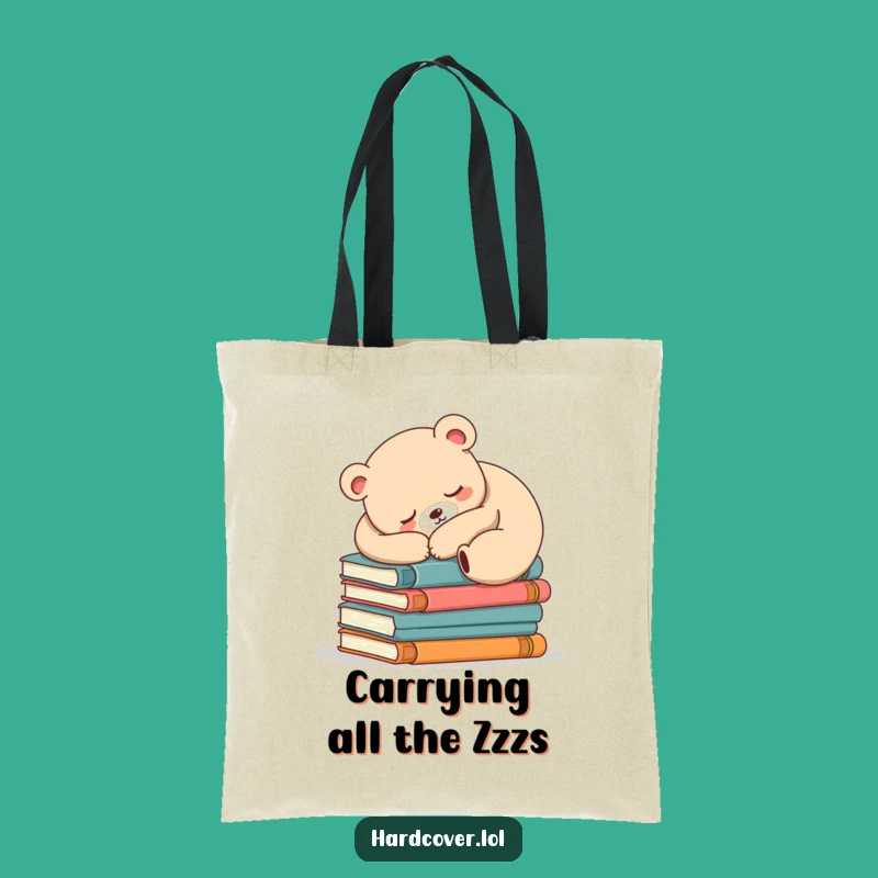 Funny Sleepy Bear Tote Bag - Adorable Book Lover Accessory Gift