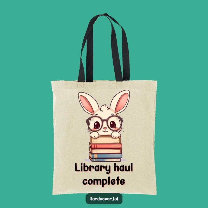 Funny Curious Rabbit Glasses Tote Bag - Bookworm Carryall