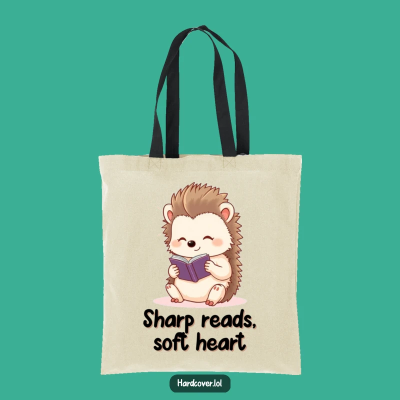 Funny Hedgehog Tote Bag: Content Reader Character, Book Lover Gift